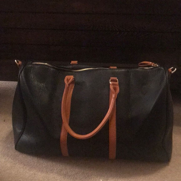 faux leather weekender bag